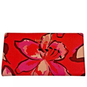 Kate Spade Hot Pink Floral Zip Around Continental Wallet w/Affirmations!